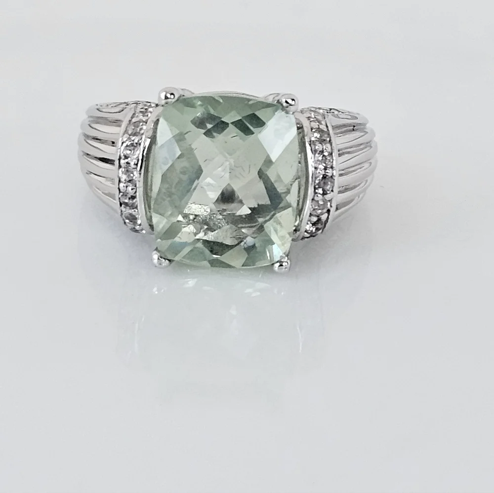 Rare Victoria Wieck Prasiolite & White Topaz Ring Sterling Silver Sz 7.5! - Picture 1 of 8